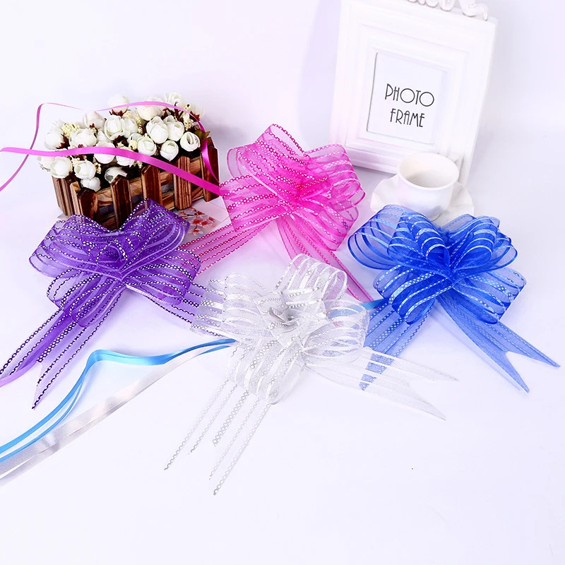 

10pcs Decoration Party Wedding Birthday Gift Flower Bow Wrap Pull Ribbon,festival Celebration Supplies Wholesale