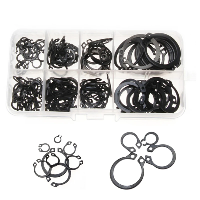 

100/160Pcs External Retaining Circlips C-clip Washers Snap Retaining Ring Internal Circlip Carbon Steel M6-M25 Assortment Kit