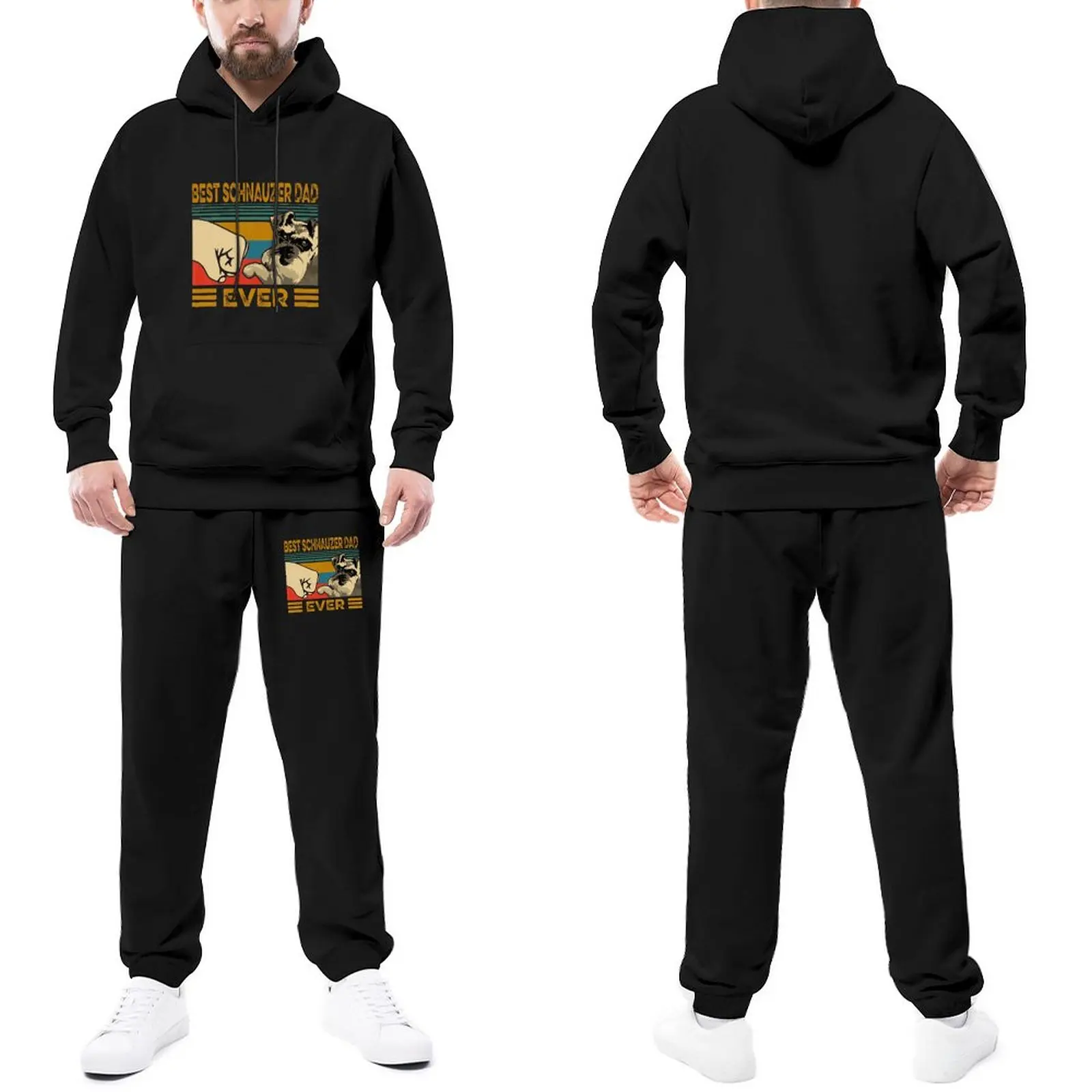 

Schnauzer Tracksuit Set Vintage Best Schnauzer Dog Dad Ever Father Day Men Sweatsuits Sport Sweatpants and Hoodie Set Style