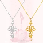 Мода подвеска ввиде цветка лотоса ожерелье Хиппи ожерелье для женщин Unalome очарование ожерелье Йога молитва ювелирные изделия в стиле буддизма