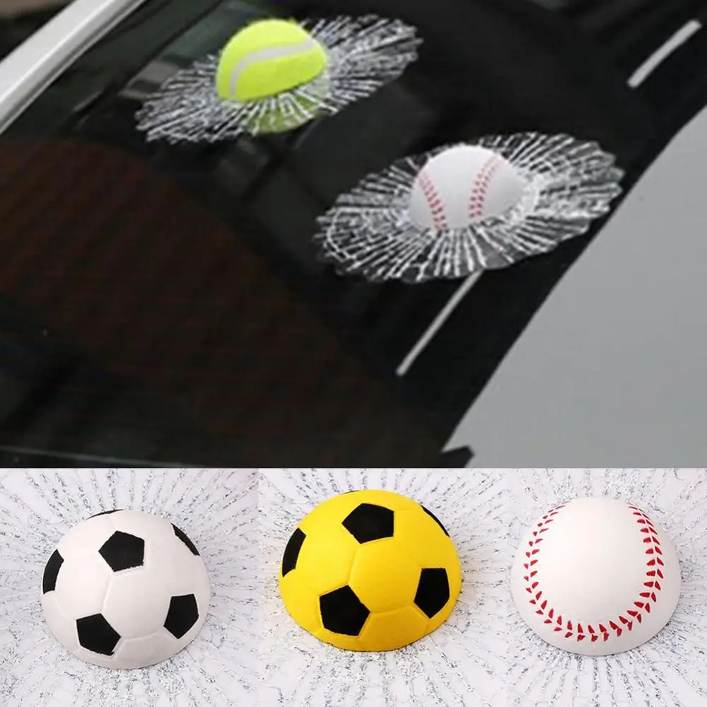 

3D Baseball Football Tennis Ball Hits Car Body Car Stickers Auto Window Decals