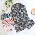 Пижама женская атласная из двух предметов, пижама с длинным рукавом, штаны, одежда для сна с отложным воротником, пикантная тонкая домашняя одежда для отдыха, весна