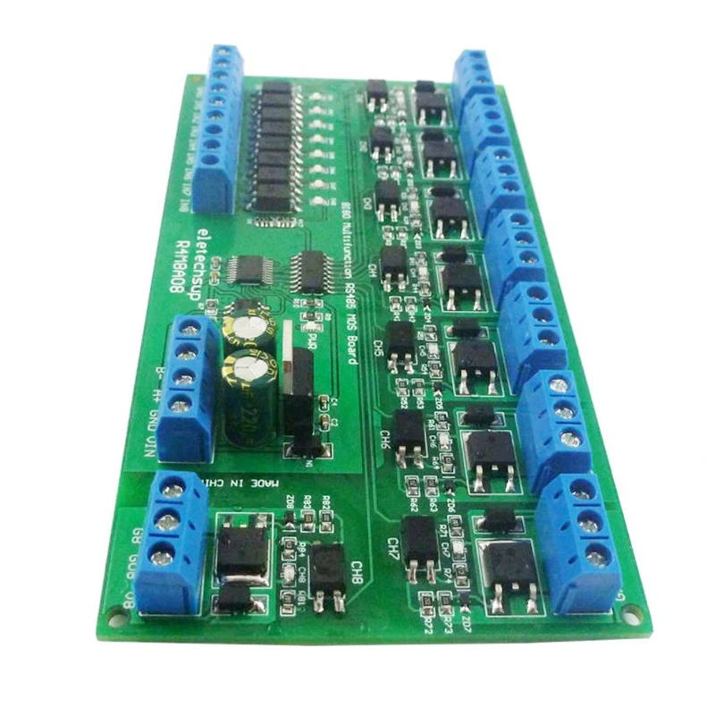 DC 12V 24V 8 изолированный IO DIN35 C45 рельсовый блок UART RS485 МОП-модуль Modbus RTU контрольная