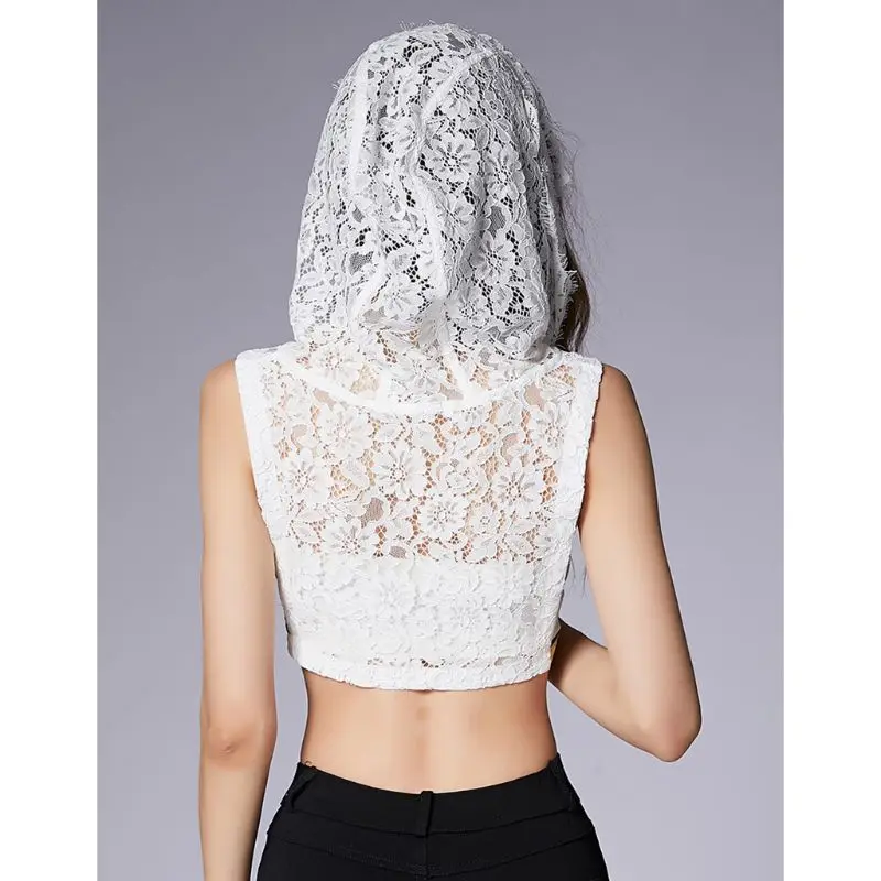 Женский вязаный крючком полый цветочный кружевной воротник с капюшоном Кепка