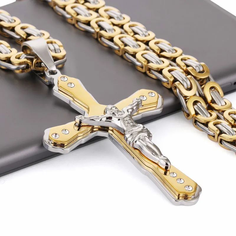 Skute Christian Jesus подвеска-крестик со стразами ожерелье для мужчин из нержавеющей