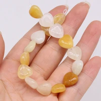 14pcs natural yellow jade beaded heart shape loose beads forjewelry making diy bracelets necklaces accessories 14mm