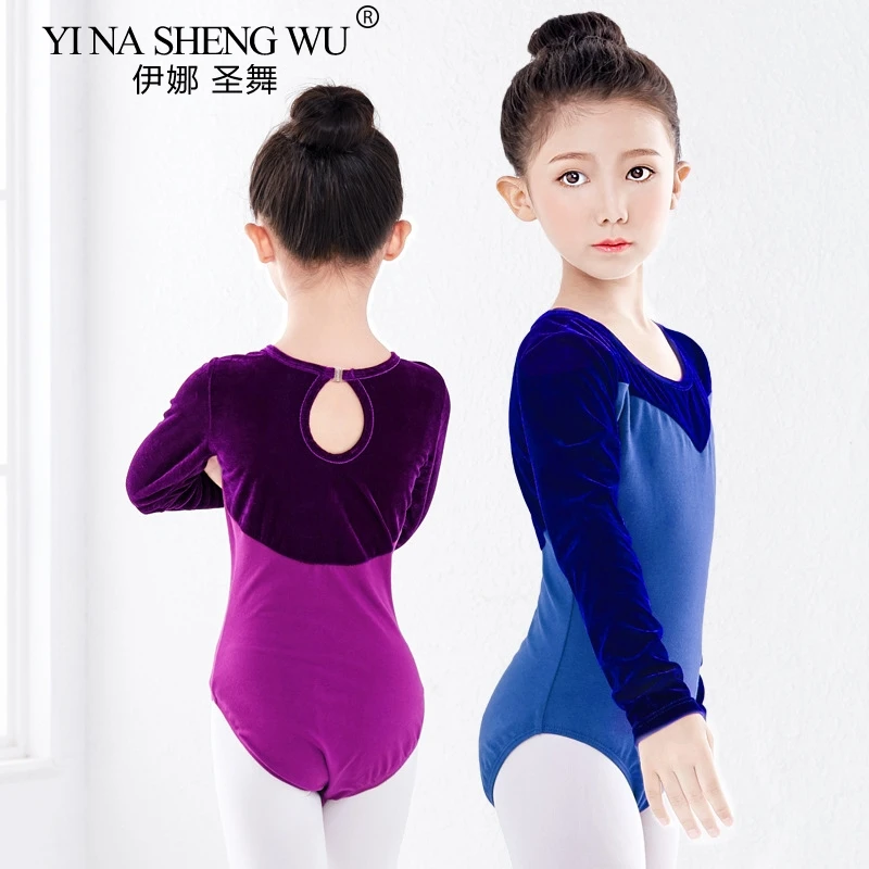 Осенне зимний теплый танцевальный купальник детский Леотард для гимнастики и