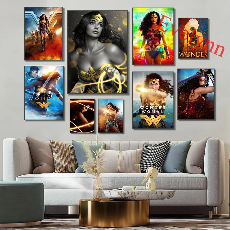 

Wonder Woman Movie Poster Justice League Marvel Superhero Wonder Woman Modern Living Room Decor Canvas Nordic Wall Art Prints