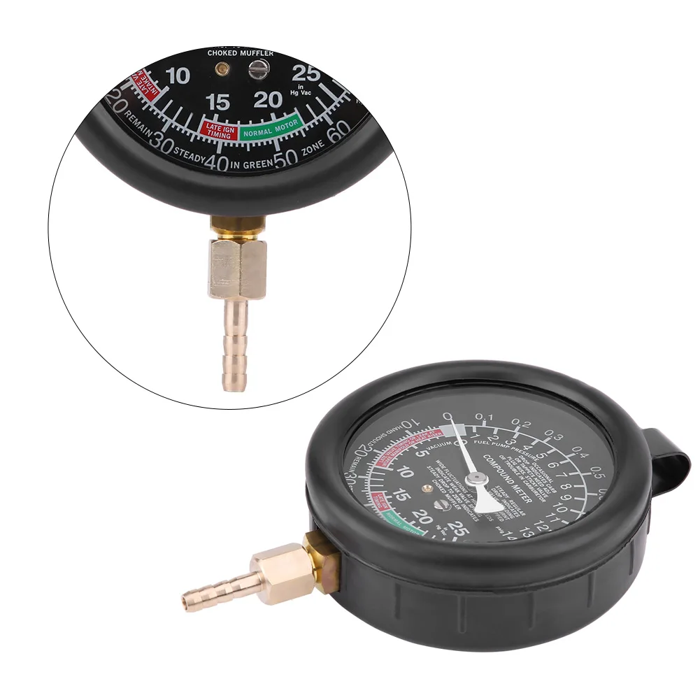 

3.5-inch Car Engine Vacuum Fuel Pump Vacuum Tester Gauge Carburetor Pressure Diagnostics Leakage Tester double scale