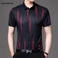 johmuvve plaid shirt mens casual business short sleeve shirt baju kemeja korean formal office shirts men tshirt t shirt