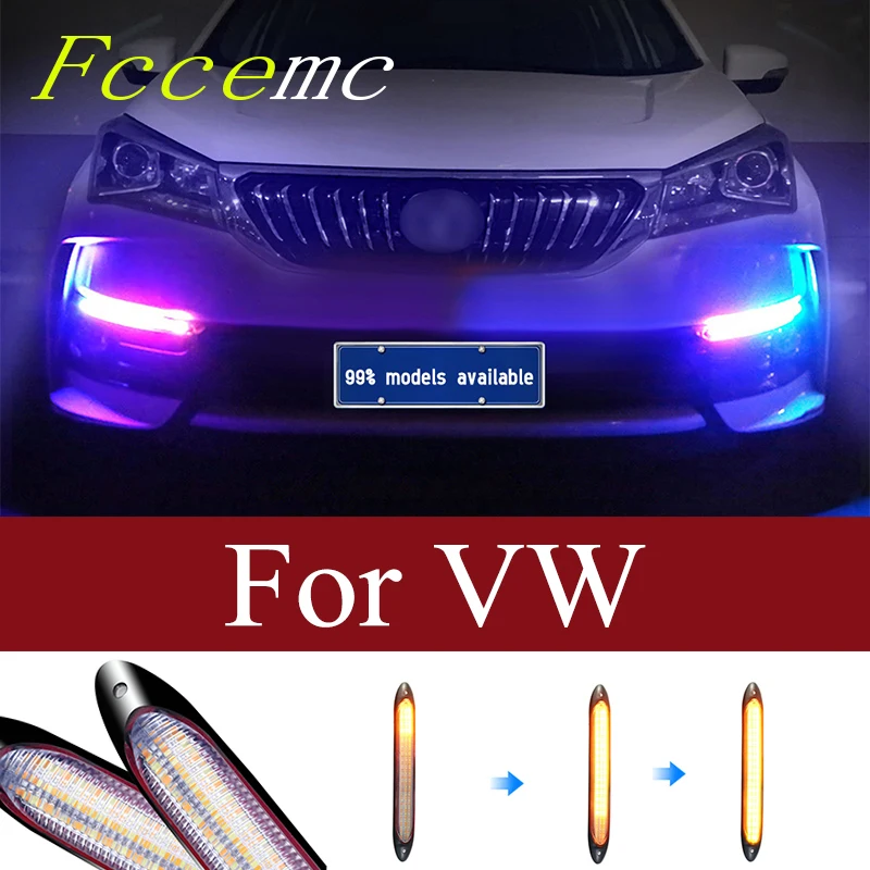 

2pcs Car Led Light DRL Daytime Running Lamp Strip For VW T5 Passat B5 B6 B8 Golf 4 6 7 MK4 MK3 Jetta MK6 Scirocco Caddy Polo 9N