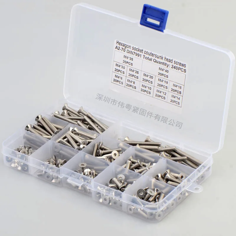 Набор комбинированных винтов с потайной плоской головкой и шестигранным