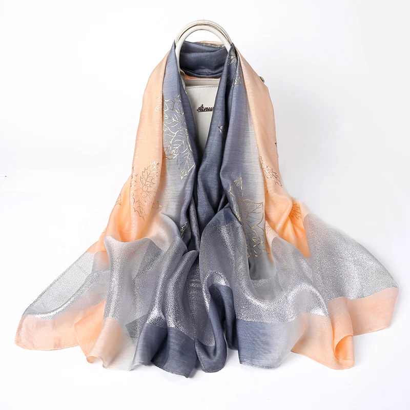 

New 2021 Silk Scarf Women Fashion Thin Delicate Geometry Print Scarves Sunscreen Bandana Long Shawl Georgette Hijab Wraps