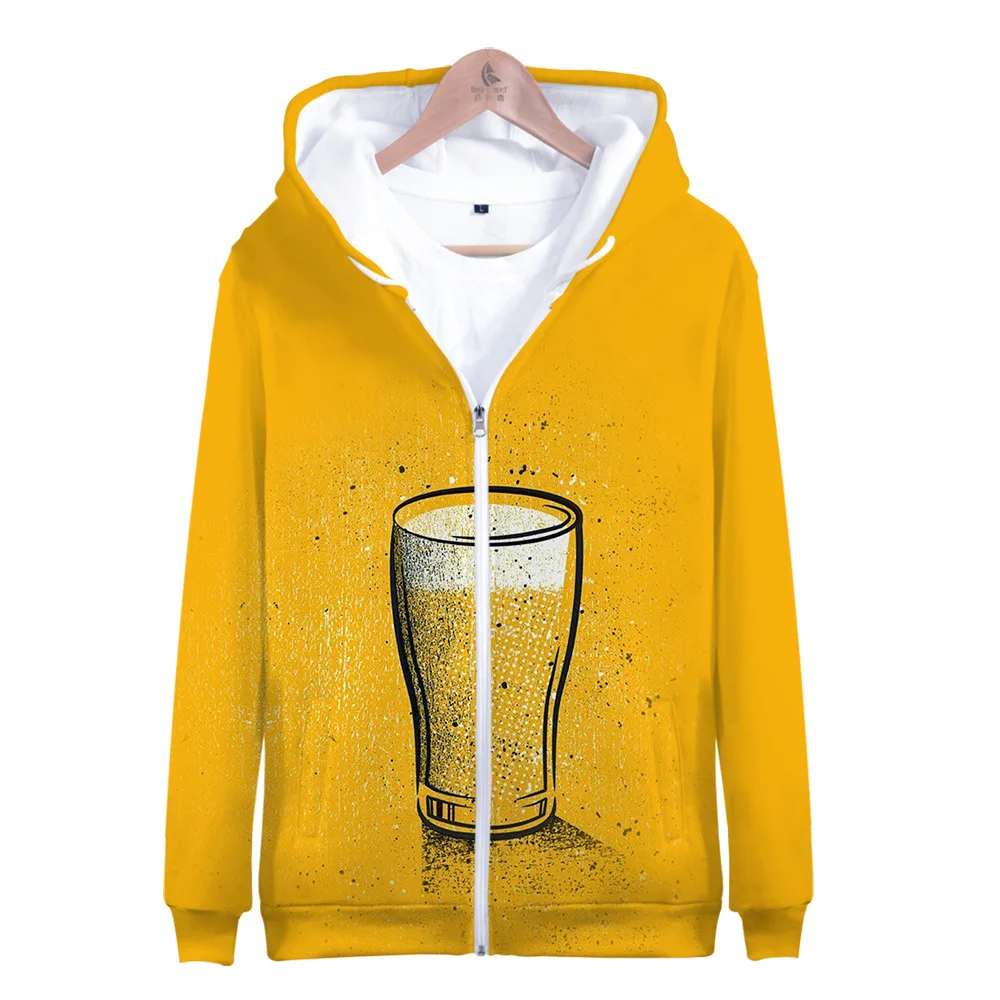 

Женская/Мужская толстовка на молнии с принтом Fresh Beer 3D Толстовка с длинным рукавом