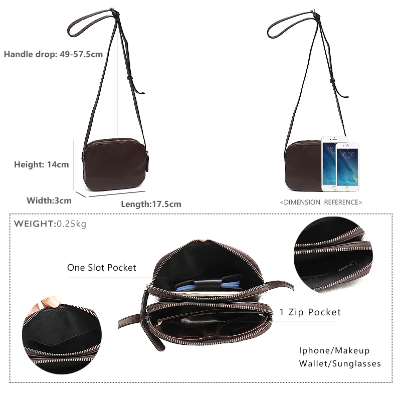 

SC Women Crossbody HandBags Luxury Genuine Leather Mini Shoulder Bag Casual Zip Purses Female Vintage Small Cowhide Sling Bags