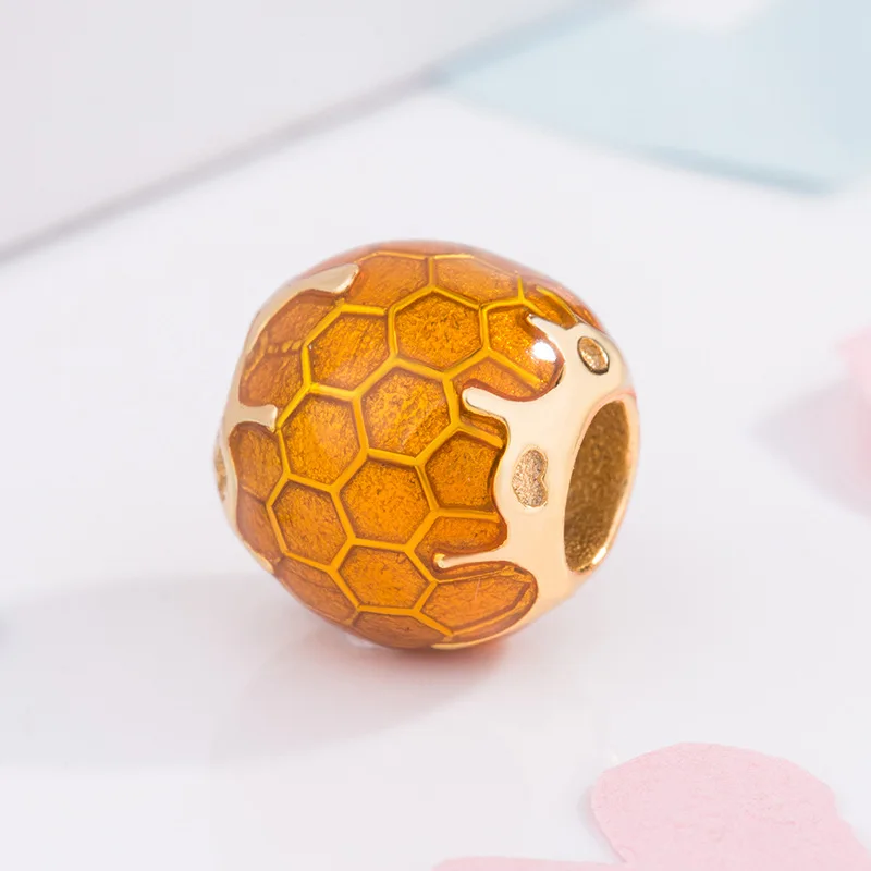 Бусины из серебра 925 пробы с желтой эмалью для браслетов и ожерелий Pandora |