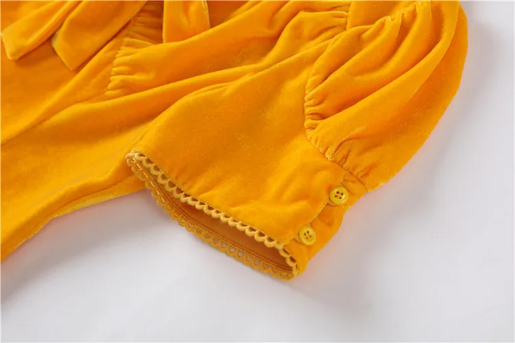 Женское бархатное платье с V-образным вырезом коротким рукавом-фонариком и