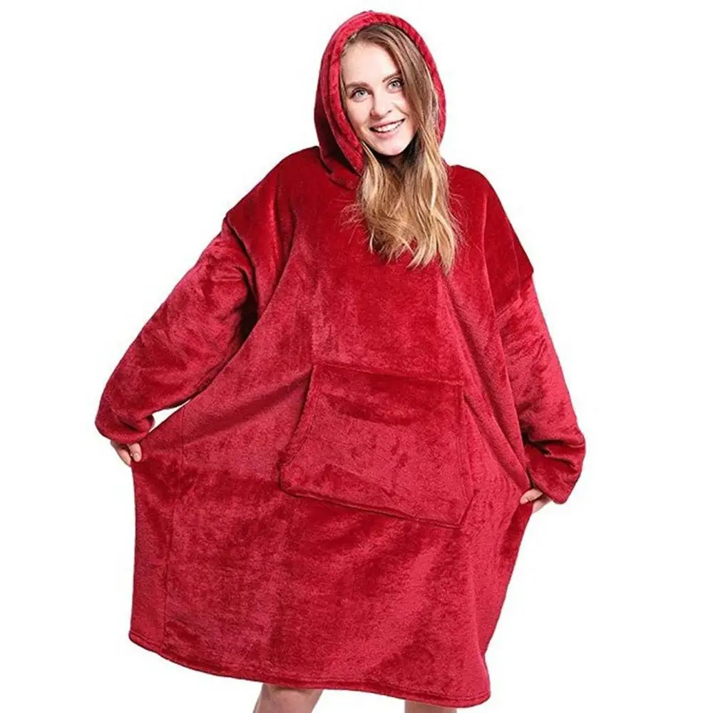 

Oversized Hoodie Blanket With Sleeves Sweatshirt Plaid Winter Fleece Hoody Women Pocket Female Hooded Sweat Oversize Femme