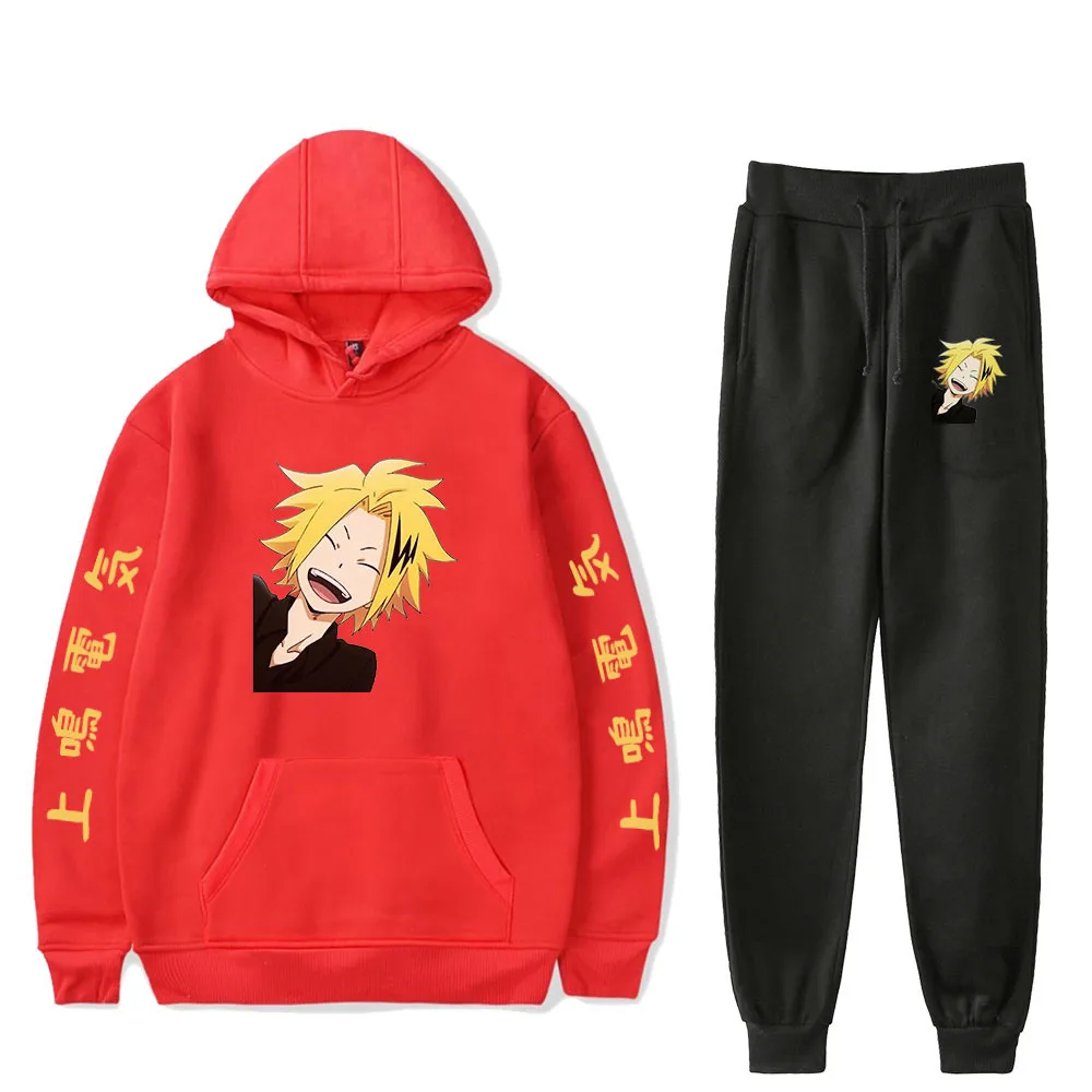 

My Hero Academia Sweatshirt Two Piece Set Unisex Hoodie+Jogger Pant Harajuku Streetwear Denki Kaminari Clothes Women Men's Set