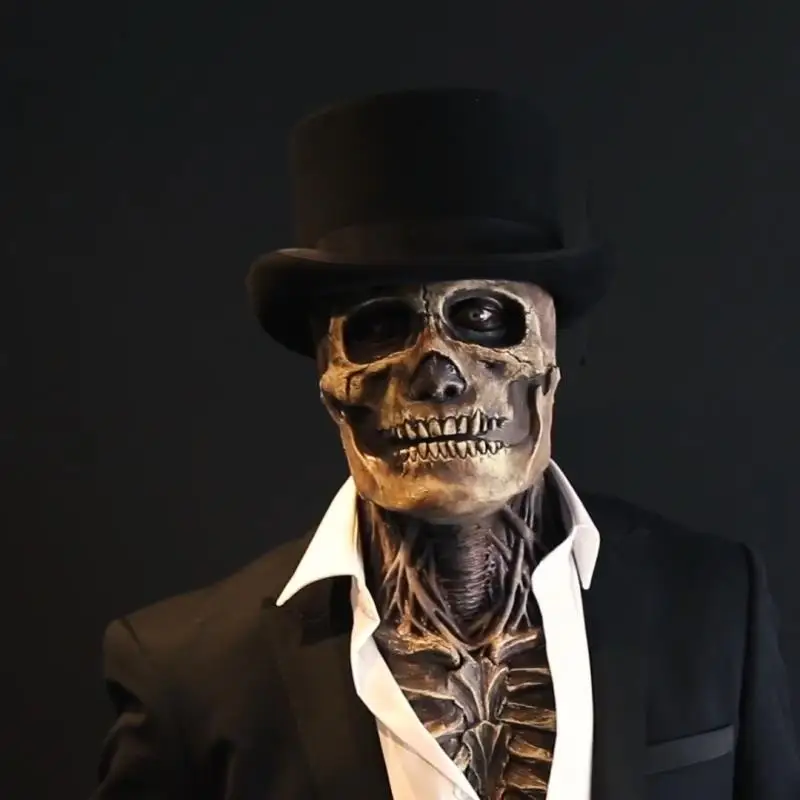 

Маска-скелет с подвижными челюстями на Хэллоуин, маска с черепом на всю голову, костюм для Хэллоуина, страшные маски для ужасов и злых праздн...