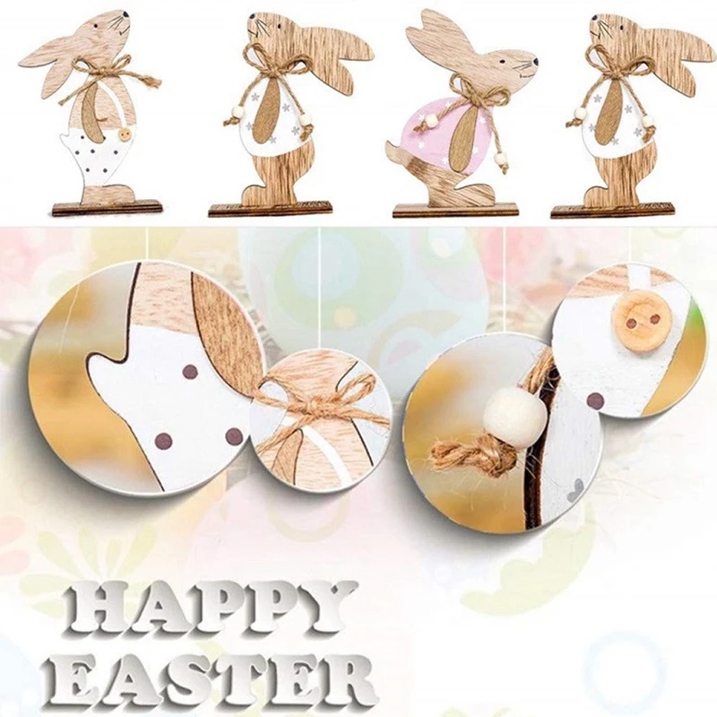 

Easter Rabbit Wooden Desktop Ornaments Bunny Pendant Hanging Crafts DIY Party Decor Baby Shower Gift Birthday Wedding Decoration