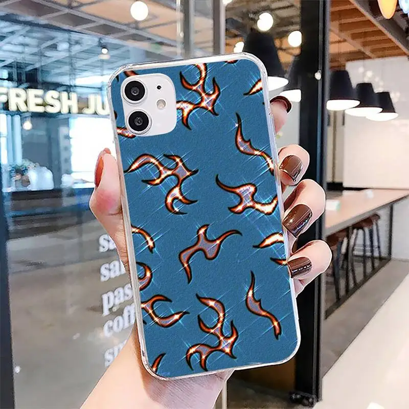 

Flame Painted Phone Case For Clear-Iphone 5 5s se 6 6s 7 8 11 12 X Xs Xr Pro Plus Max Mini Cover