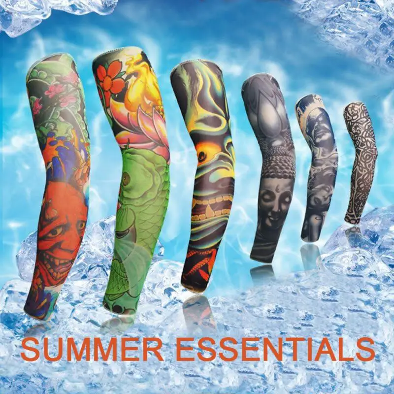 

1PCS Arm Sleeves Warmers Sports Sleeve Sun 3D Tattoo UV Protection Hand Cover Cooling Warmer Running Fishing Cycling Ski Tools