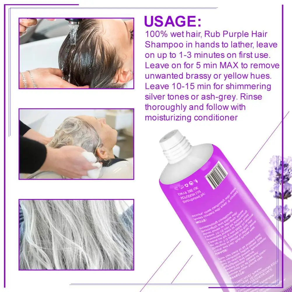 

60 100ml Purple Shampoo Hair Mask For Blonde Hair Lighten Discolored Silver Hair Long Lasting Yellow To Gray Changing Hair Shamp