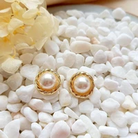 vintage pearl ear nails womens love heart flower shape temperament earring metal color jewelry gift