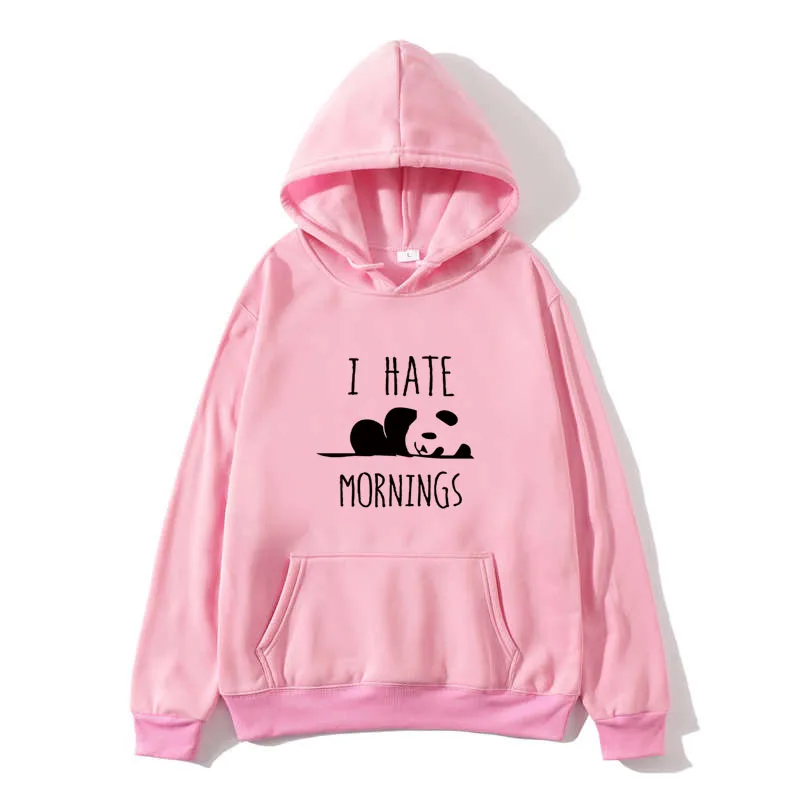 Brand sportswear fashion men and women long-sleeved hoodie 2020 molent feminino hoodie panda I HATE MORNINGS women's sweatshirt