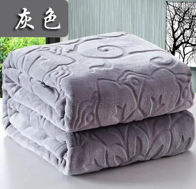 King size, 200x230 см, одноцветное, с Цветочным Тиснением, жаккардовое одеяло, толстое, теплое, высокое качество, Коралловое Флисовое одеяло на кровать, плед - Цвет: NO.11