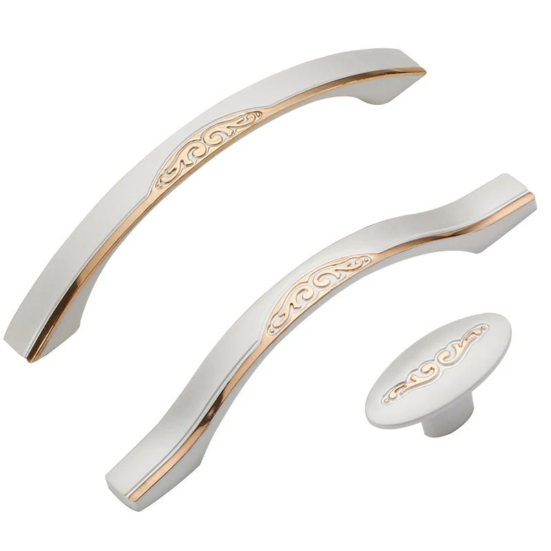 

High Grade European Style Silver Kitchen Cabinet Handles Drawers Wine Cabinet Bedroom Interior Door Handle Drawer Flush Handles