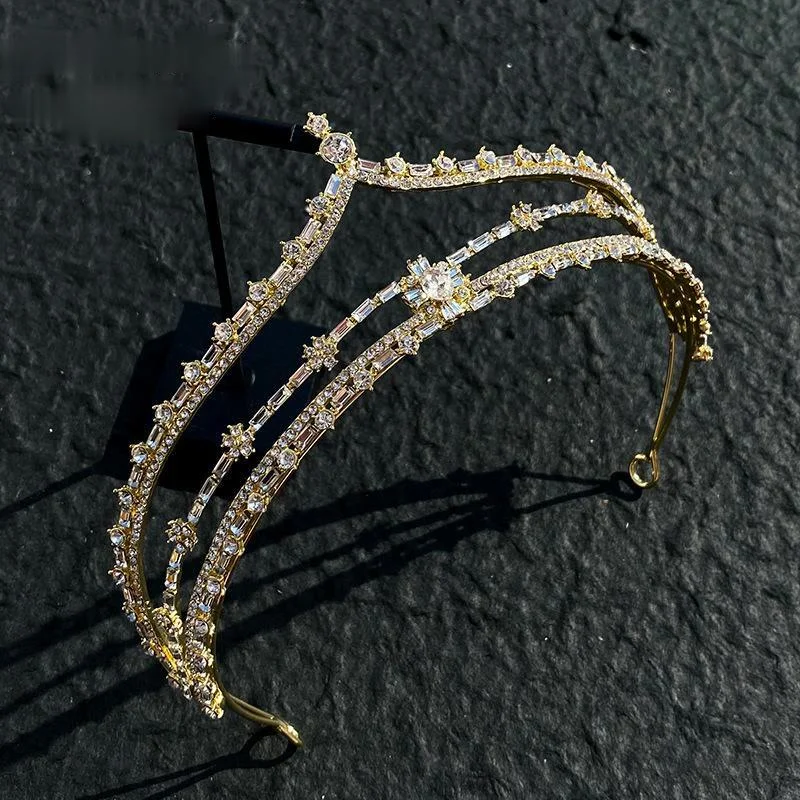 

New Luxury Diamond Headpiece Crystal Korean Wedding Headdress Jewelry Modeling Accessories Bridal Crown Tiara Bride Headpiece