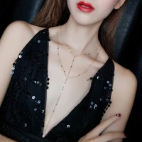 korean retro double layer tassel necklace women sexy round sequin pendant collarbone chain necklace party girlfriend gift