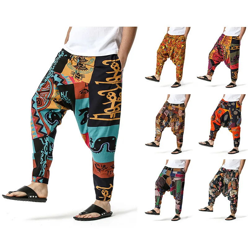 

Men's and Women's Cotton Harun Yoga Loose Elf Bohemian Pants Crotch Pants Flying Squirrel Pants