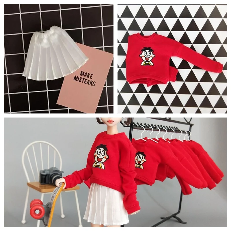 2 шт./компл. Blyth одежда мультфильм толстовка + юбка для OB24 Azone Барби платье Кукла