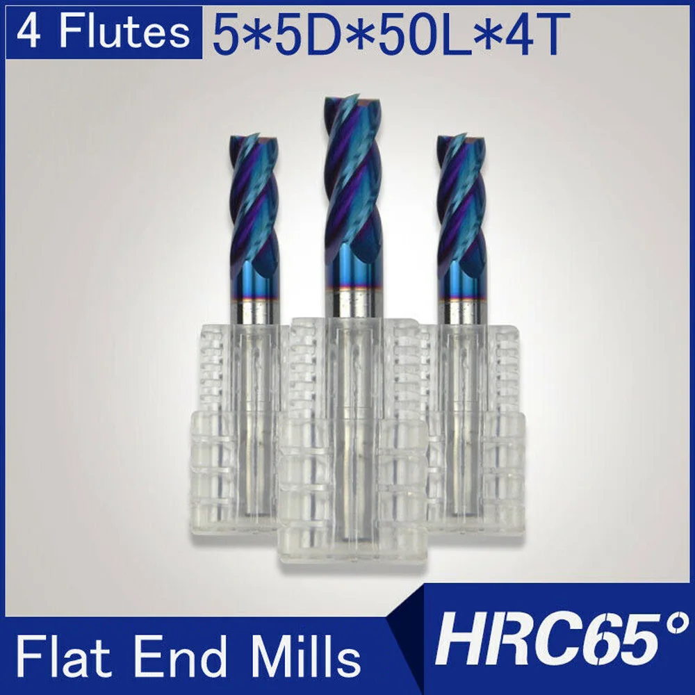 

Tungsten Steel HRC65 Carbide Flat End Mill Milling Cutter 4-Flute Metalworking CNC Tool 5mm Tool Part Kit