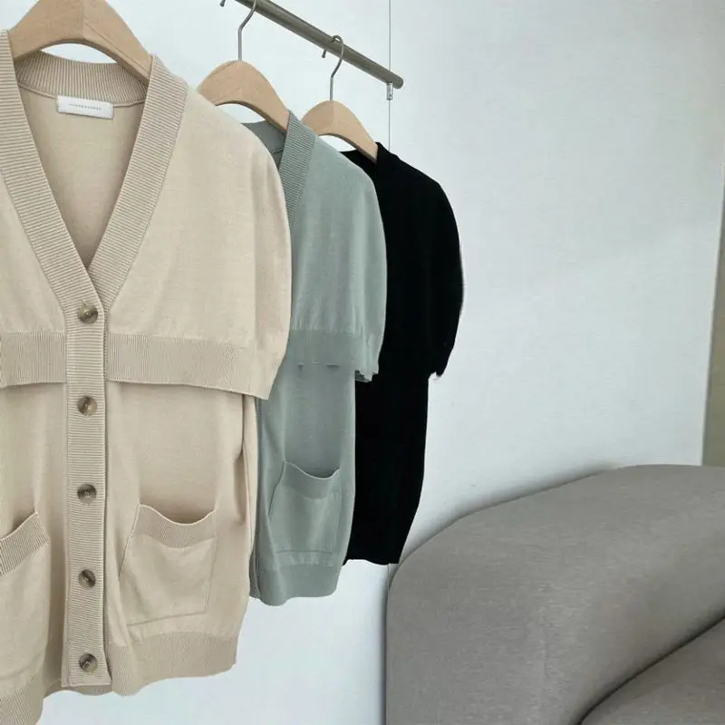 

New Korean dongdamen women's casual knitwear cardigan women's thin top in spring and summer of 2021