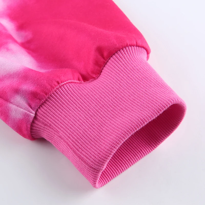 

Girlchic Hoodies Heart Printed Patchwork Casual Harajuku Pullovers Long Sleeve Crew Neck Loose Fashion Tops Tue Dye Streetwear