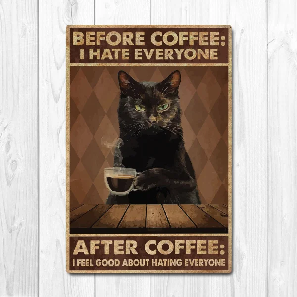 

Плакат перед кофе после кофе, Постер в виде кошки, винтажный фон для фотографий, декор для стен, художественный декор для фермы