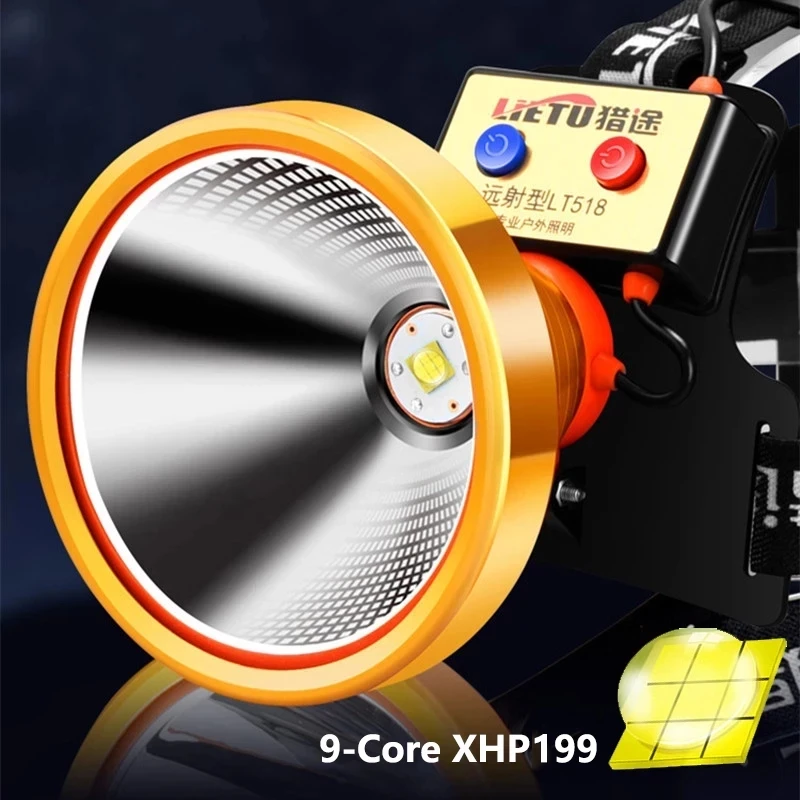 Мощный светодиодный налобный фонарь XHP199 1000 люмен самая яркая лампа зарядка по USB