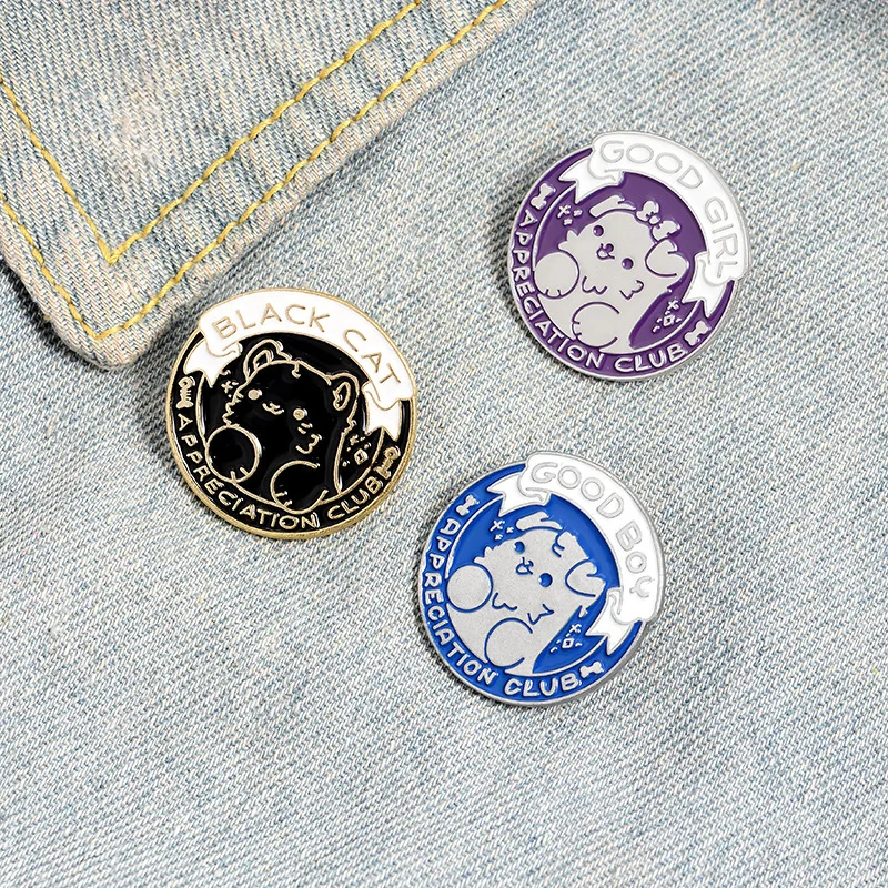 Детские ювелирные изделия эмалированные булавки в виде черной кошки для
