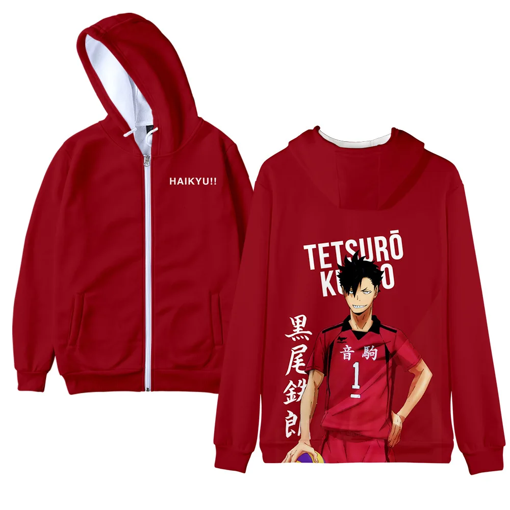 

2021 Haikyuu Hoodies Sweatshirts Men Boy Zipper Hooded Jacket Cosplay Haikyuu Costume Print 3D Full Oversized Casual Tops