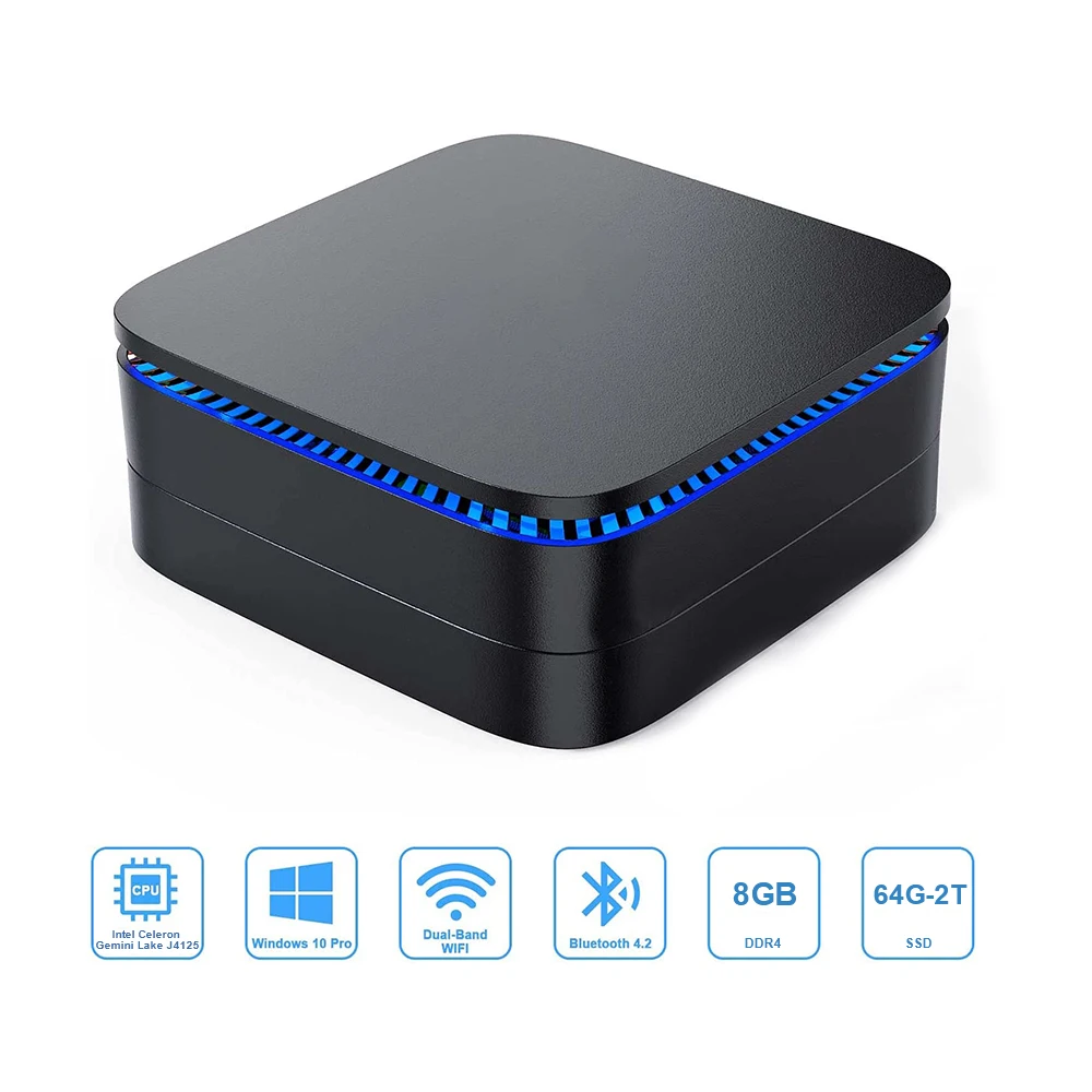 TOPTON AK1 Мини ПК Gemini Lake Intel J4125 четырехъядерный 8G LPDDR4 карманный компьютер 4K TV Box Windows 10
