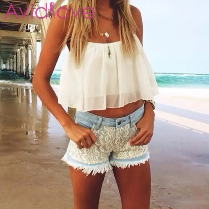 Стильная Сексуальная женская шифоновая короткая блузка без рукавов вечерние |