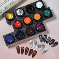 nail art paint glue 12 colors carved chain link flower spider drawing glue no hurt waterproof nail uv gel tslm1