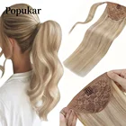 Прямые натуральные человеческие волосы для наращивания конский хвост на зажиме машинное наращивание Реми конский хвост для белых женщин popakku
