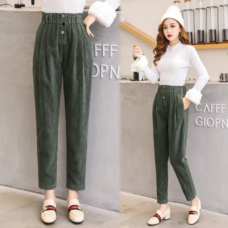 Women Corduroy Pants Vintage Casual Warm Woman Corduroy Trousers Loose Harem Pant S-5XLPlus Size Autumn Winter New Fashion