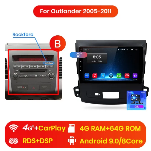 Junsun V1 2 дин магнитола андроид 8.1 навигатором For Mitsubishi Outlander xl 2007 2008 2011 Android 8.1 Штатное Головное устройство для Мицубиси Аутлендер 2 штатная магнитола автомобильная мультимедиа aвтомагнитола 40 - Цвет: 4G( 4GB 64GB) B