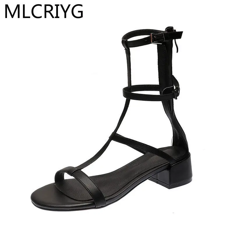 

Summer 2021 New Women Summer Rome Style Women Shoes Fashion High Quality Square heel comfort Woman Sandals Open Toe Women Sandal